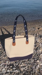 Medium Canvas Tote with State of Michigan Handles